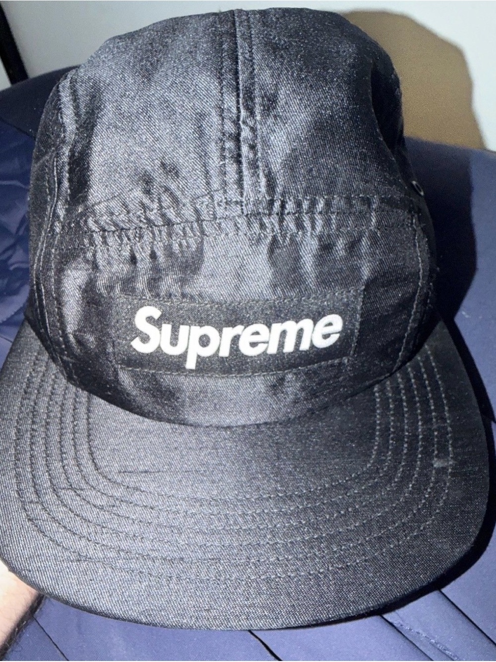 Supreme Black Logo Camp Cap - Men's Accessory